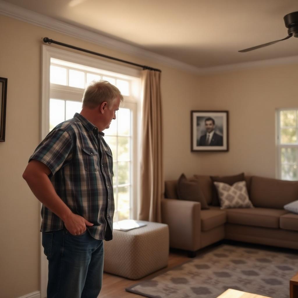 Homeowner checking weak airflow from a vent in a sunlit living room