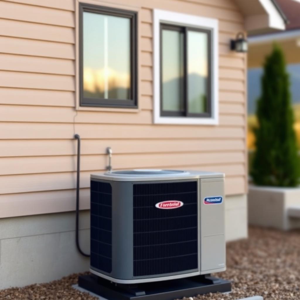 Residential heat pump outdoor unit beside a Northern Colorado home